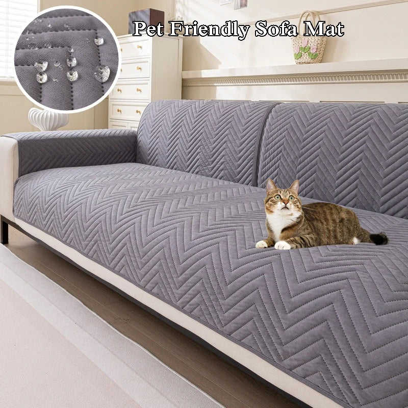 housse canapé extensible imperméable anti griffes animaux salon moderne gris beige rayures