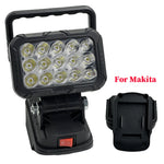 lampe travail led noir moderne interrupteur batteries makita 18v 1600lm 60w