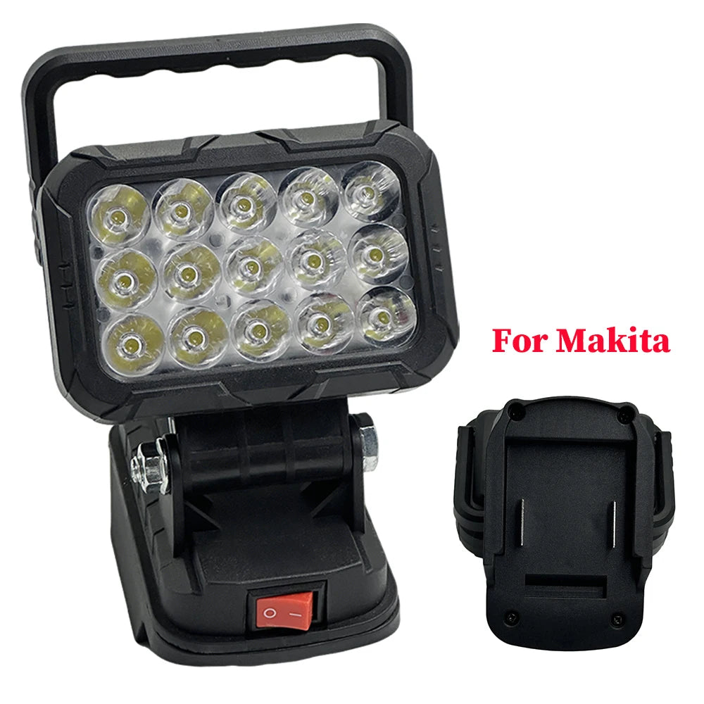 lampe travail led noir moderne interrupteur batteries makita 18v 1600lm 60w