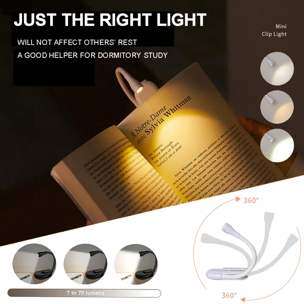 lampe lecture led rechargeable blanc portable clipser chambre voyage moderne