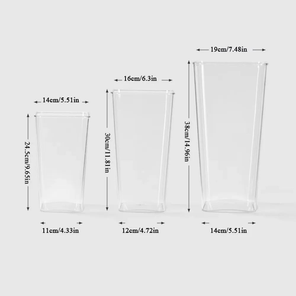 vases modernes transparents rectangulaires lisses intérieur décoration arrangement floral table