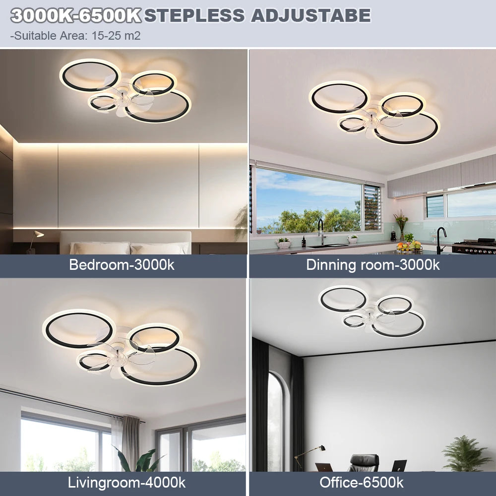 ventilateur led moderne blanc télécommande luminaire salon chambre contemporain