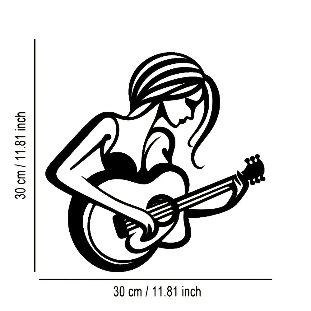 sculpture murale moderne guitare silhouette noire abstraite décoration intérieure contemporaine art métal chambre salon