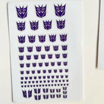 stickers transformation transformers autobot decepticon deco geek feuilles rouges violet adhésifs bricolage personnalisable