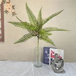 décoration extérieure plante artificielle feuilles vertes fines moderne 80cm tringle fixée éléments