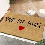 tapis d'entrée moderne marron clair motif cœur shoes off antidérapant polyester