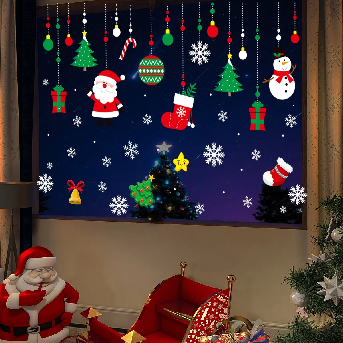 Décoration magasin avec autocollants Noël noir