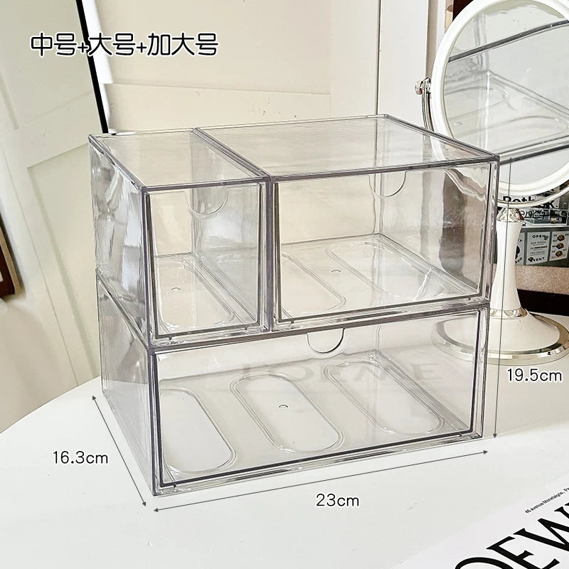boîte rangement cosmétique transparente acrylique anti poussière tiroirs empilable moderne minimaliste