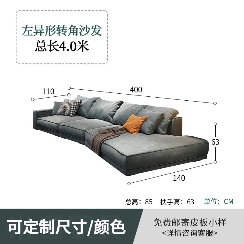 canapé d'angle moderne gris velours coussins 300 400 cm