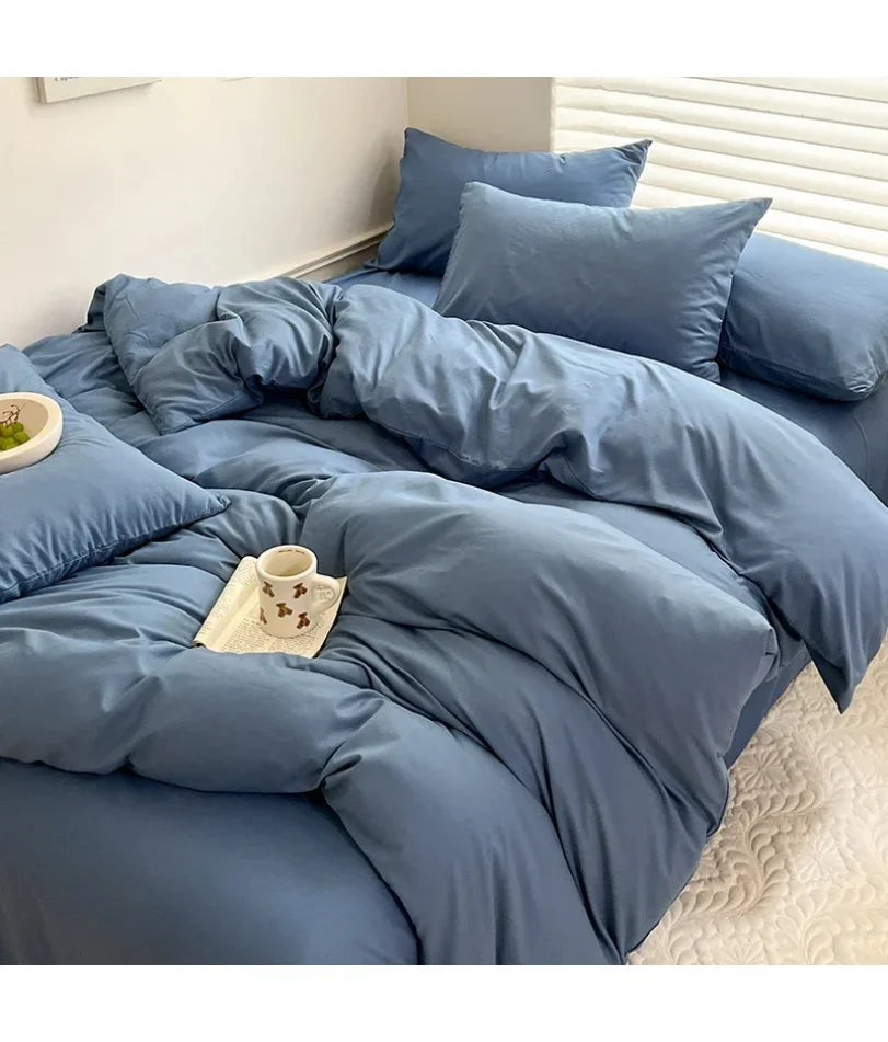 ensemble literie coton gris rose bleu moderne 220x240cm 150x200cm taies oreiller housse couvette