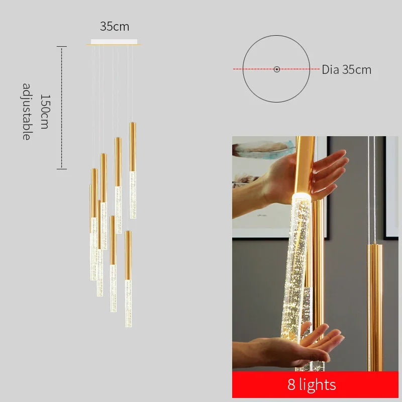 suspension lumineuse moderne or blanc brillantes élégante verre fixée chaînes
