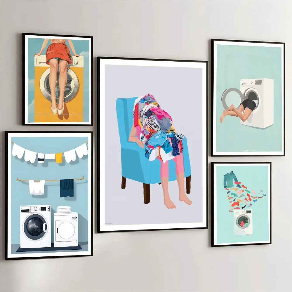 affiche artistique moderne cadre murale décoration salon appartement abstrait bleu rose gris