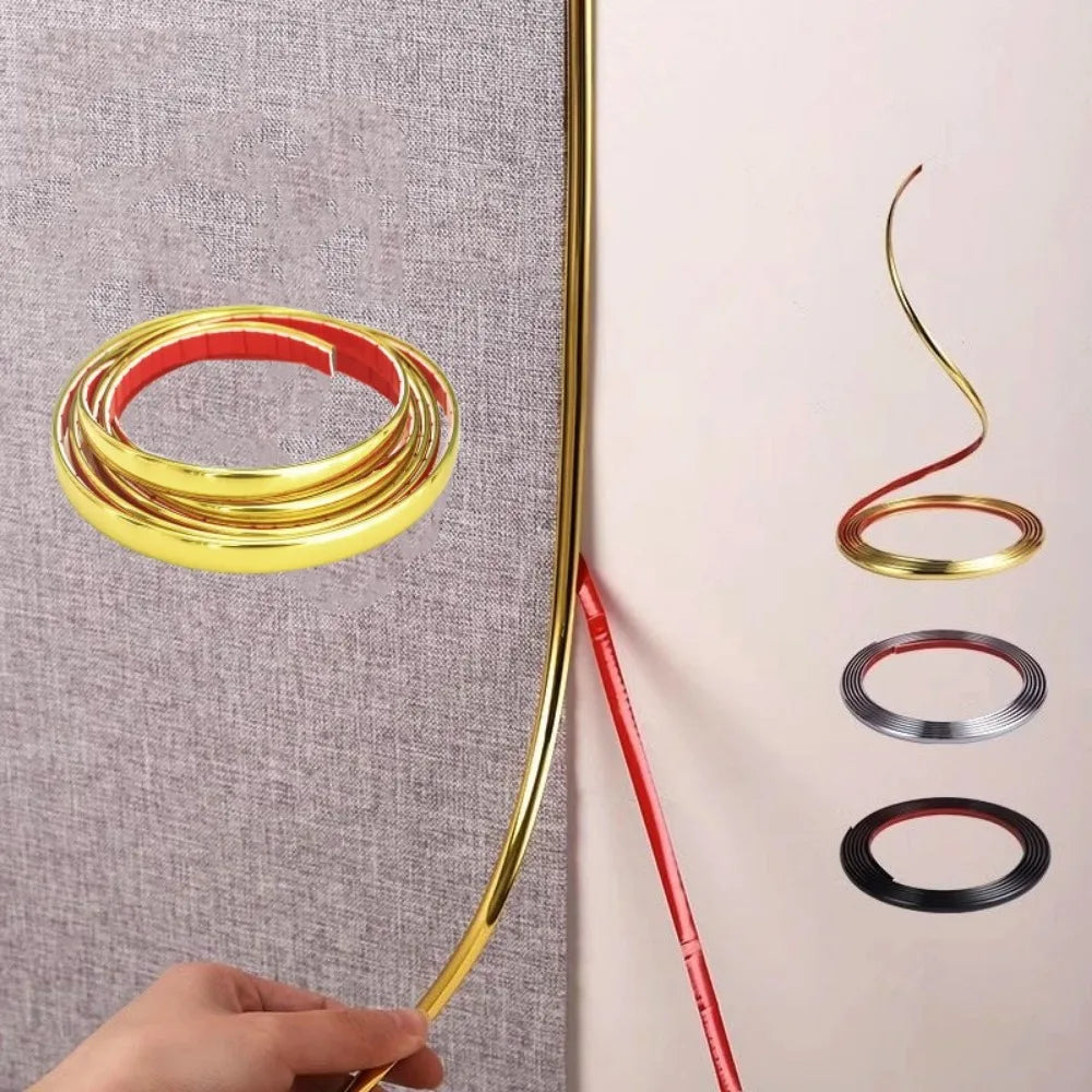 rubans décoratifs adhésifs or rouge modernes élégants pvc brillants lisses 3m
