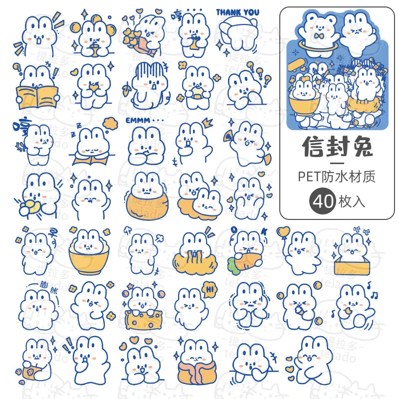 sticker kawaii mignon ours lapin coeur floral scrapbooking diy carte journal intime