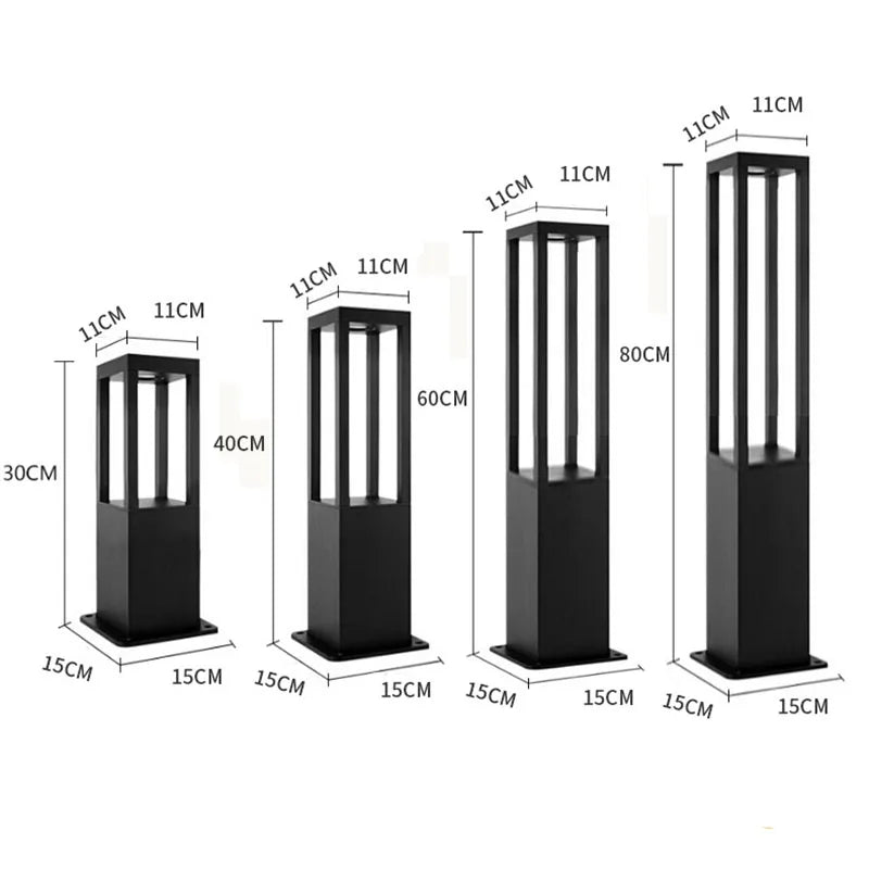 lampe solaire jardin contemporaine 40cm 60cm 80cm led noire transparente minimaliste