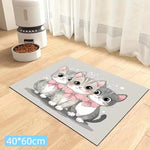 tapis antidérapant imperméable dessin animé chats couleurs variées toile jute cartoon assiettes alimentation chats