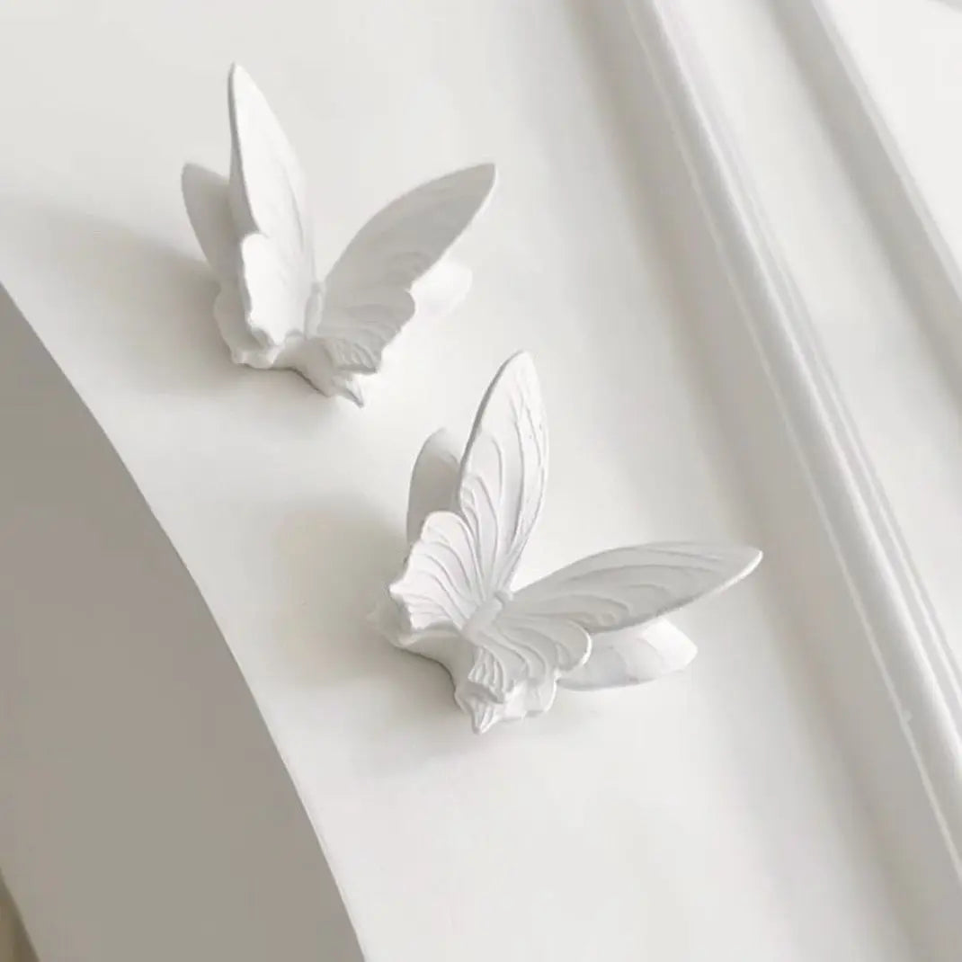 décoration murale papillon blanc relief 3d moderne adhésif plâtre minimaliste fixe maison