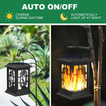 lanterne solaire noire grille géométrique classique crochets batterie intégrée panneau solaireextérieur jardin lumière