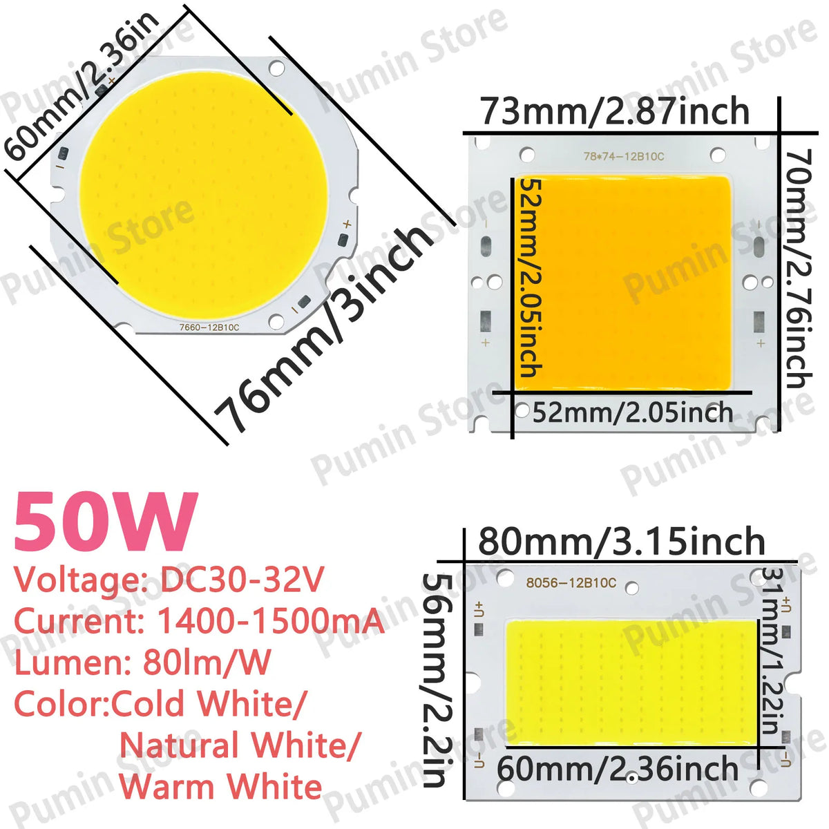 lampe led 50w blanc froid neutre chaud moderne opacité mat 76x74mm 80x31mm dc30v