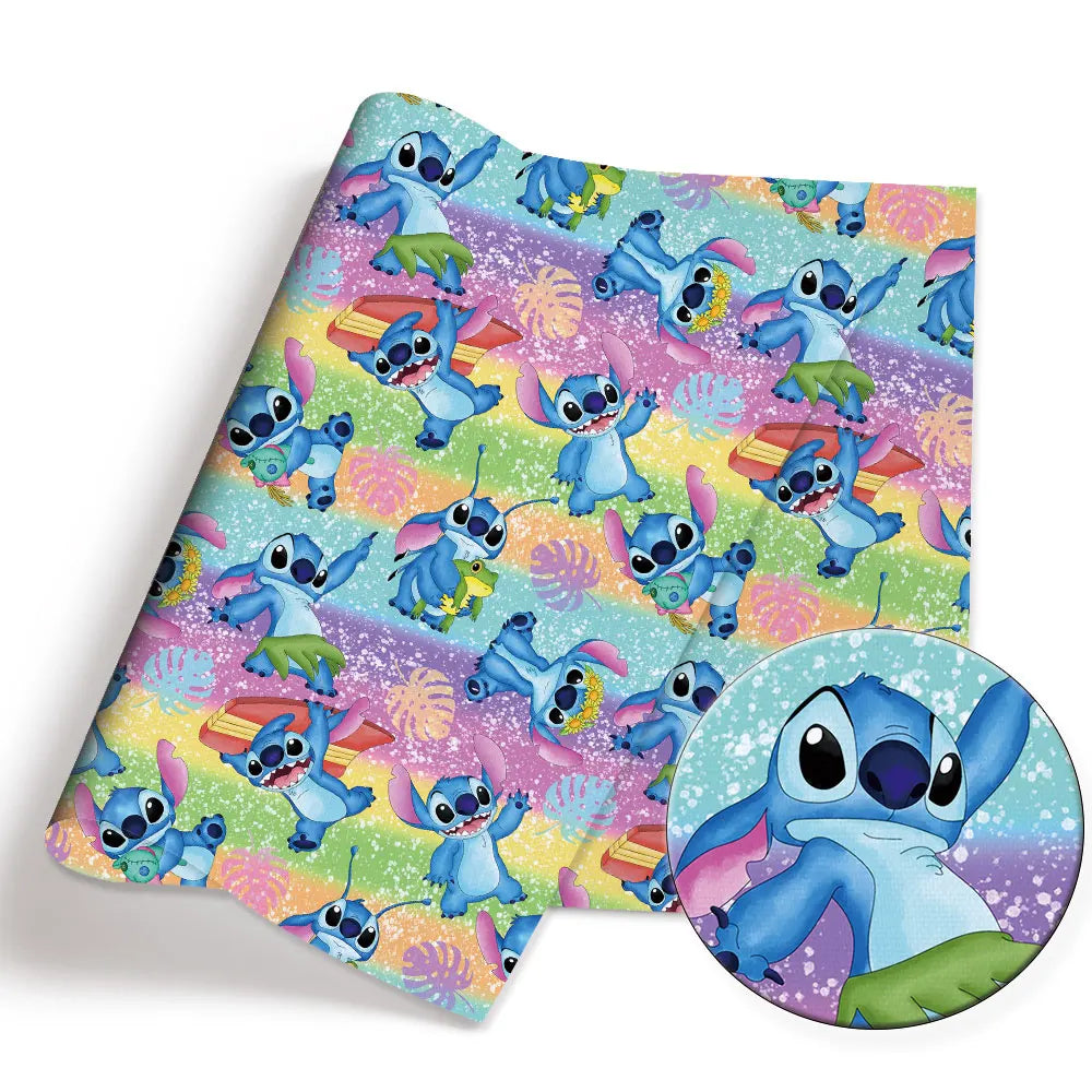 tissu coton imprimé personnages animés stitch minnie daisy carl enfants 140x50cm