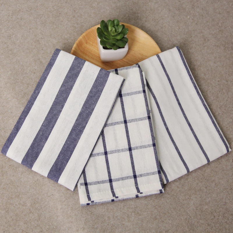 serviettes cuisine coton blanc bleu marine rayures classiqueReusable Washable Table Mat Napkin Dinner