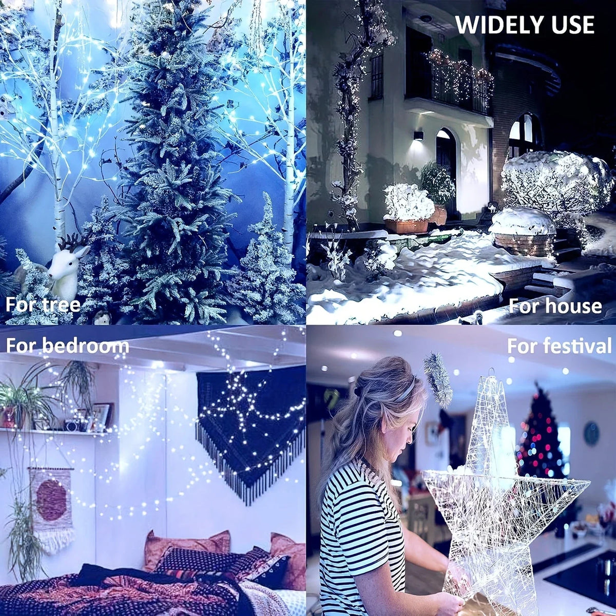 guirlande lumineuse led 80 lumières multicolore imperméable auto batterie extérieure intérieure fêtes