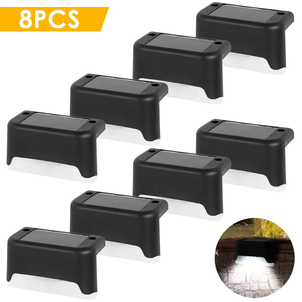 lumière solaire marron blanc moderne extérieure jardin patio escaliers décoration éclairage led vis fixations