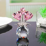 bouquet fleurs artificielles cristal rouge jaune rose bleu vert violet blanc moderne transparent