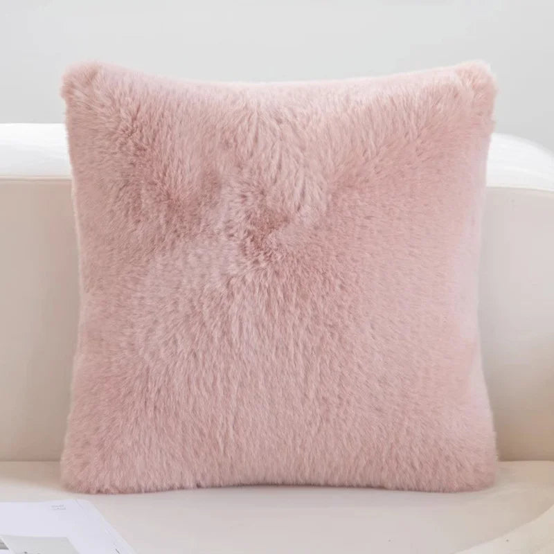 taies oreiller 45x45cm doublure pelucheuse motif flocon couleur neutre lit décoration voiture