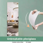 miroir mural transparent moderne adhésif vinyle décoration chambre coucher DIY