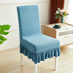 Housse chaise moderne rayées bleu gris vert élasthanne polyester amovible lavable