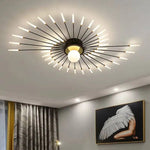 luminaire moderne or noir branches rayonnantes abatjour opaques décoration contemporaine chambre salon