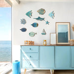 décoration murale bois poissons corail étoile mer voilier marin océan intérieur artisanal fait main