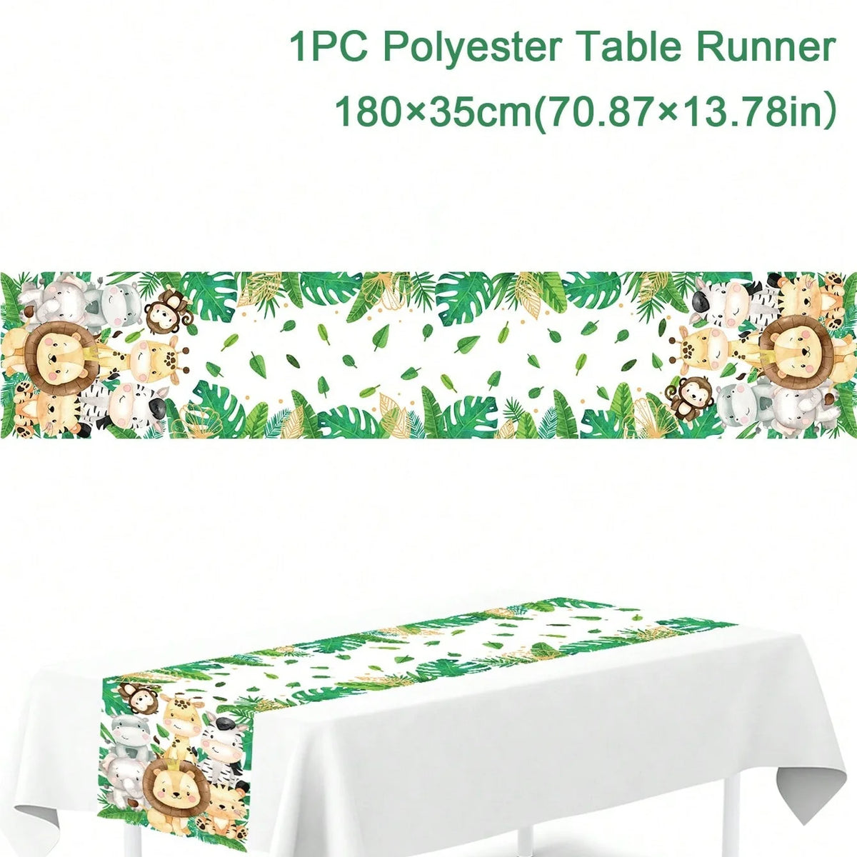 chinois table animaux jungle feuilles tropicales enfants décoration festive éléphant girafe zèbre lion tigre