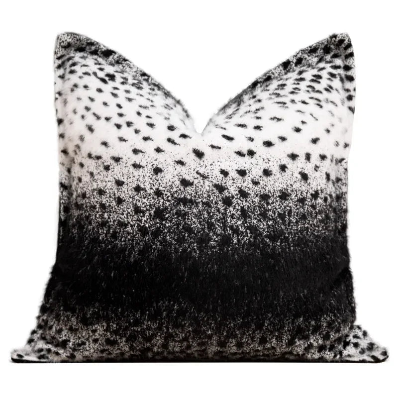 coussin imprimé léopard noir blanc moderne salon décoration canapé carré peluche adhésif
