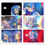 carte crédit personnalisée adhésive personnages animés holographique noir bleu vert arc ciel moderne illustratif