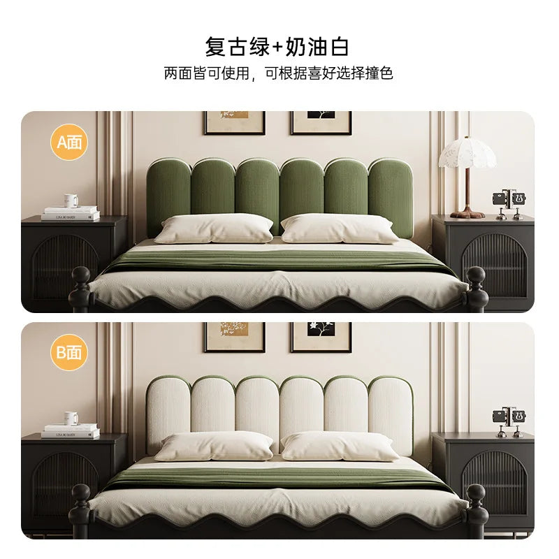 oreiller tête lit coussin vert olive coton velours rayures horizontales rétro grande taille adultes