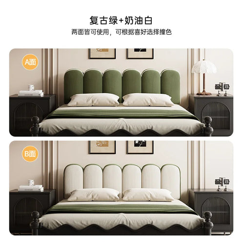 oreiller tête lit coussin vert olive coton velours rayures horizontales rétro grande taille adultes