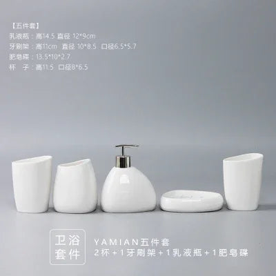 ensemble salle bain blanc moderne distributeur savon porte savon deux tasses dents deux brosses
