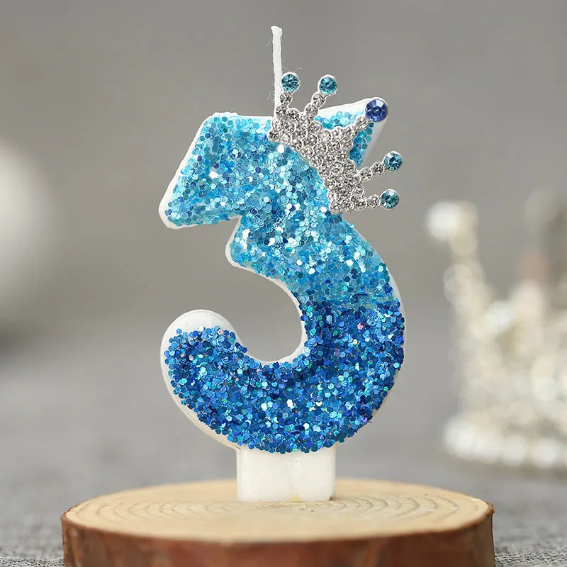 bougies chiffre pailletées bleu clair bleu foncé anniversaire décoration festive números personnalisables