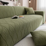 housses canapé jacquard rayées moderne polyestère lavable beige gris vert olive four seasons