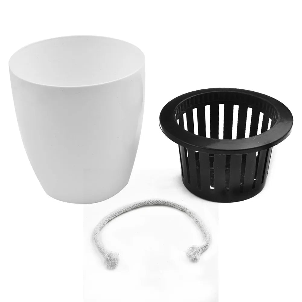 pots fleurs blancs noirs absorption d'eau automatique drainage cordelette moderne lisses