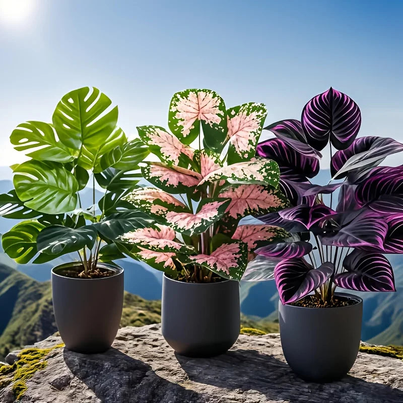 plantes artificielles vert rose violet feuilles modernes decoration intérieure sans fixation 60cm 57cm 57cm