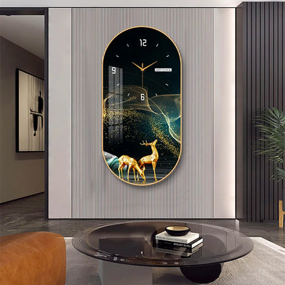 Horloge murale design moderne silencieuse 30x60 cm couleur or