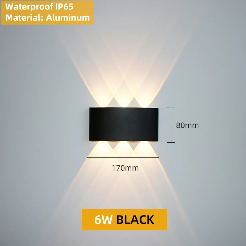 applique murale led moderne noire fixée mur diodes led étanches ip65