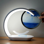 lampe poser veilleuse moderne gris bleu blanc texture marbrée sans fil charge tactile abstraite
