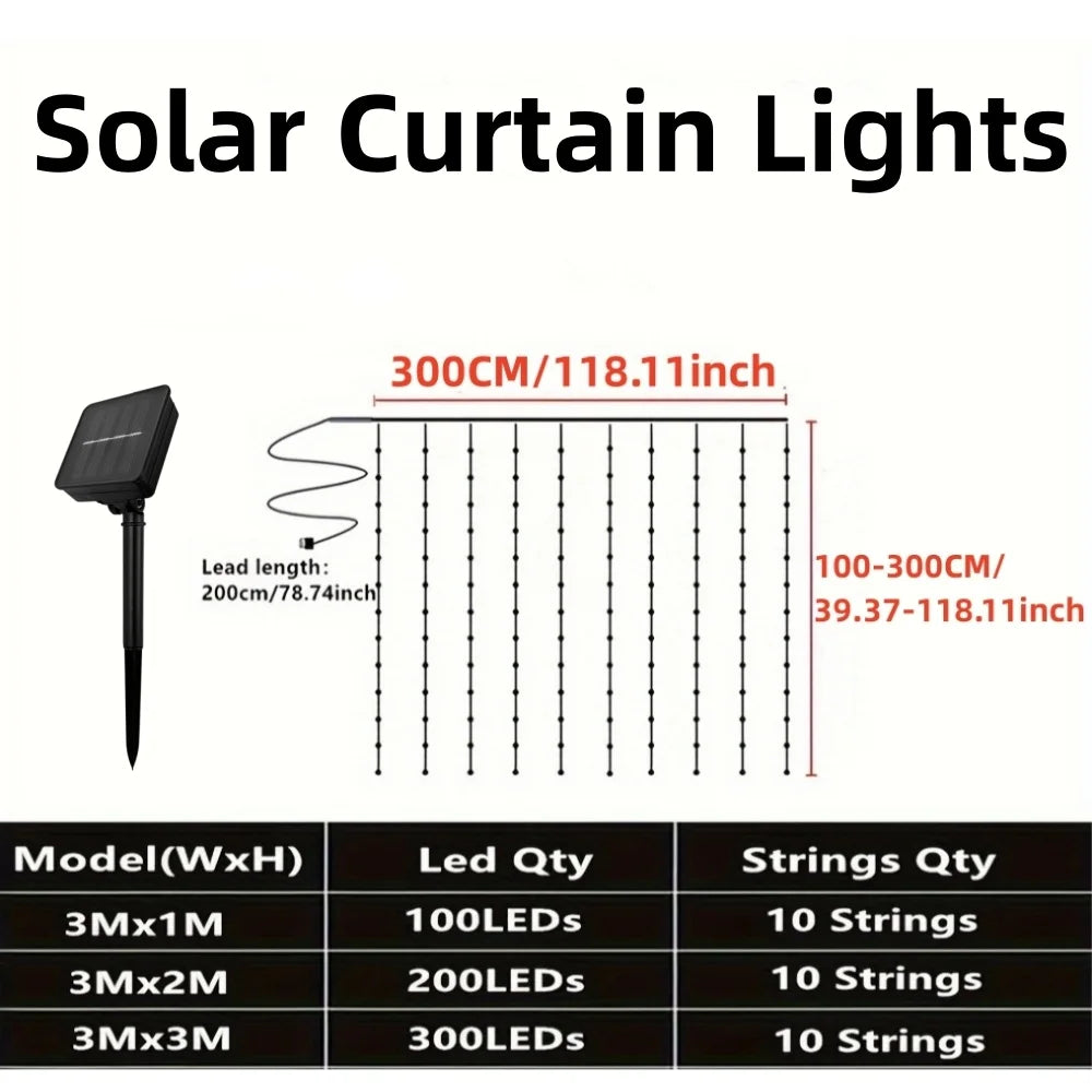 guirlande lumineuse rideau solaire led multicolore decoration exterieur jardin festive moderne
