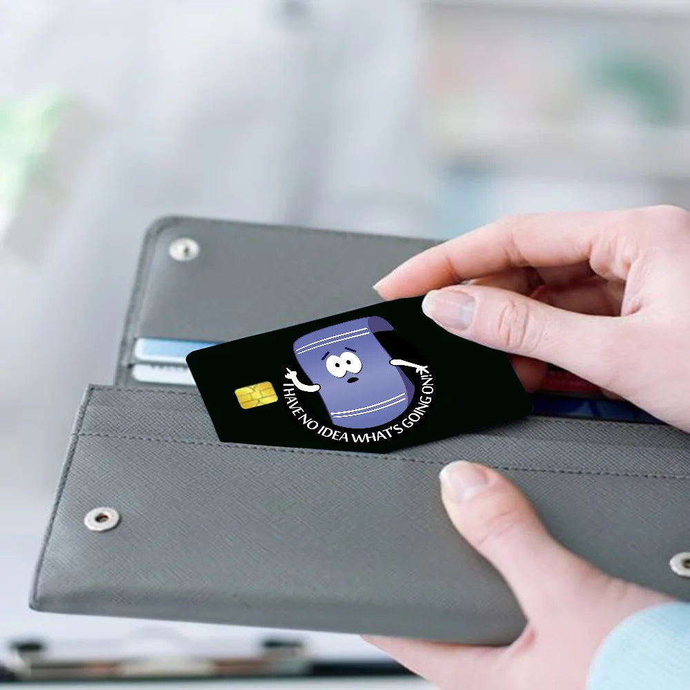 film autocollant carte bancaire violet dessin animé sourire réutilisable étanche