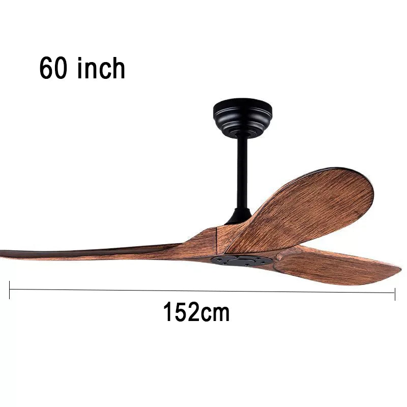 ventilateur moderne noir bois texture naturelle vitesses télécommande led 52 60 pouces