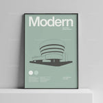affiche moderne graphique minimaliste noir blanc vert clair contemporaine building abstraite toile cadre vertical